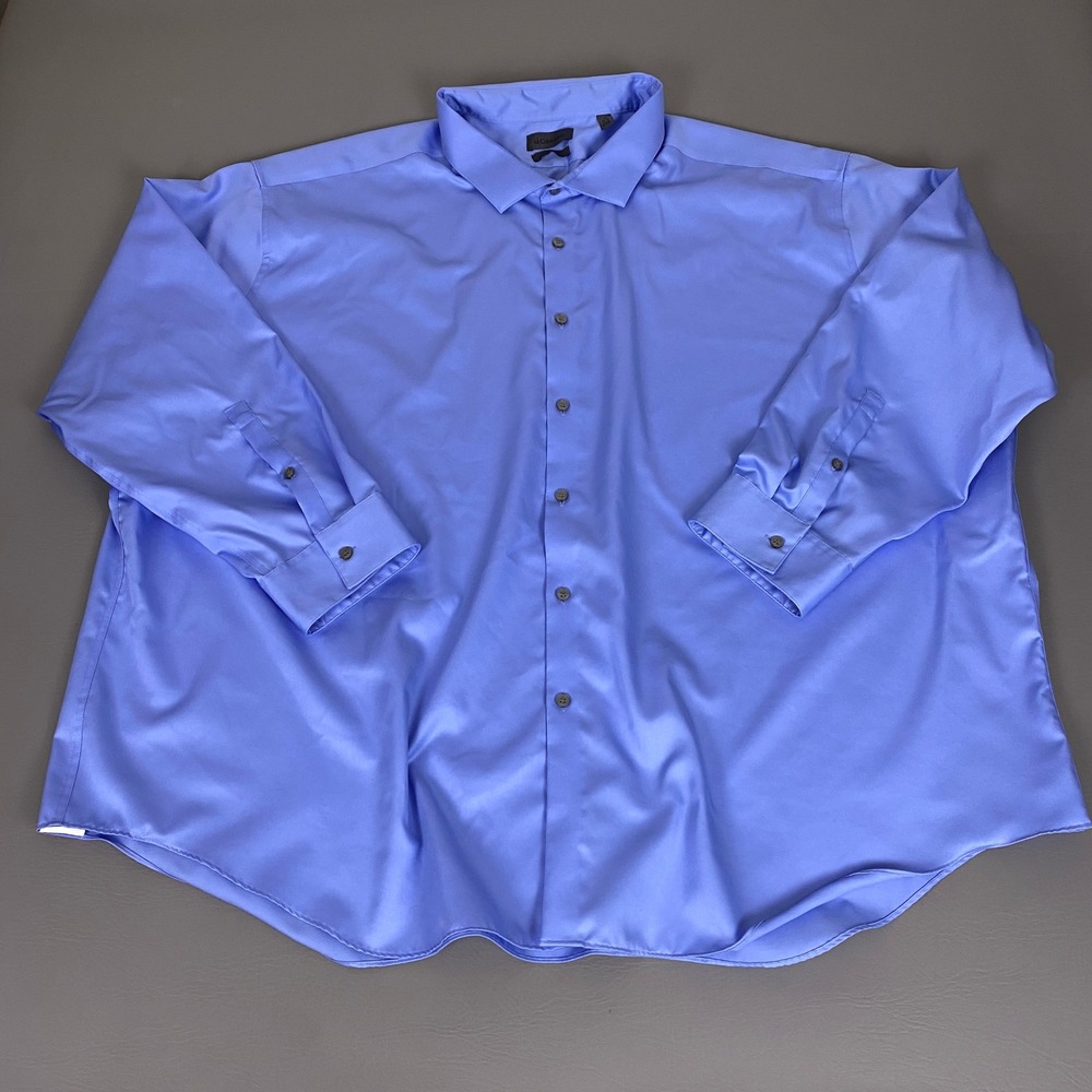 Calvin Klein Dress Shirt Mens 22 34/35 Big& Tall Infinite Non Iron Blue Slim Fit